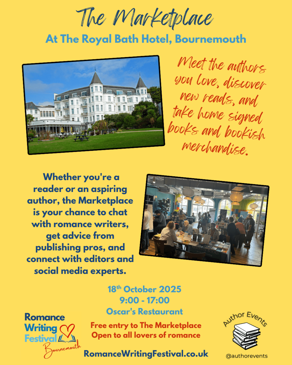 2025-10-18 : The Marketplace at The Romance Writing Festival,&nbsp;Bournemouth